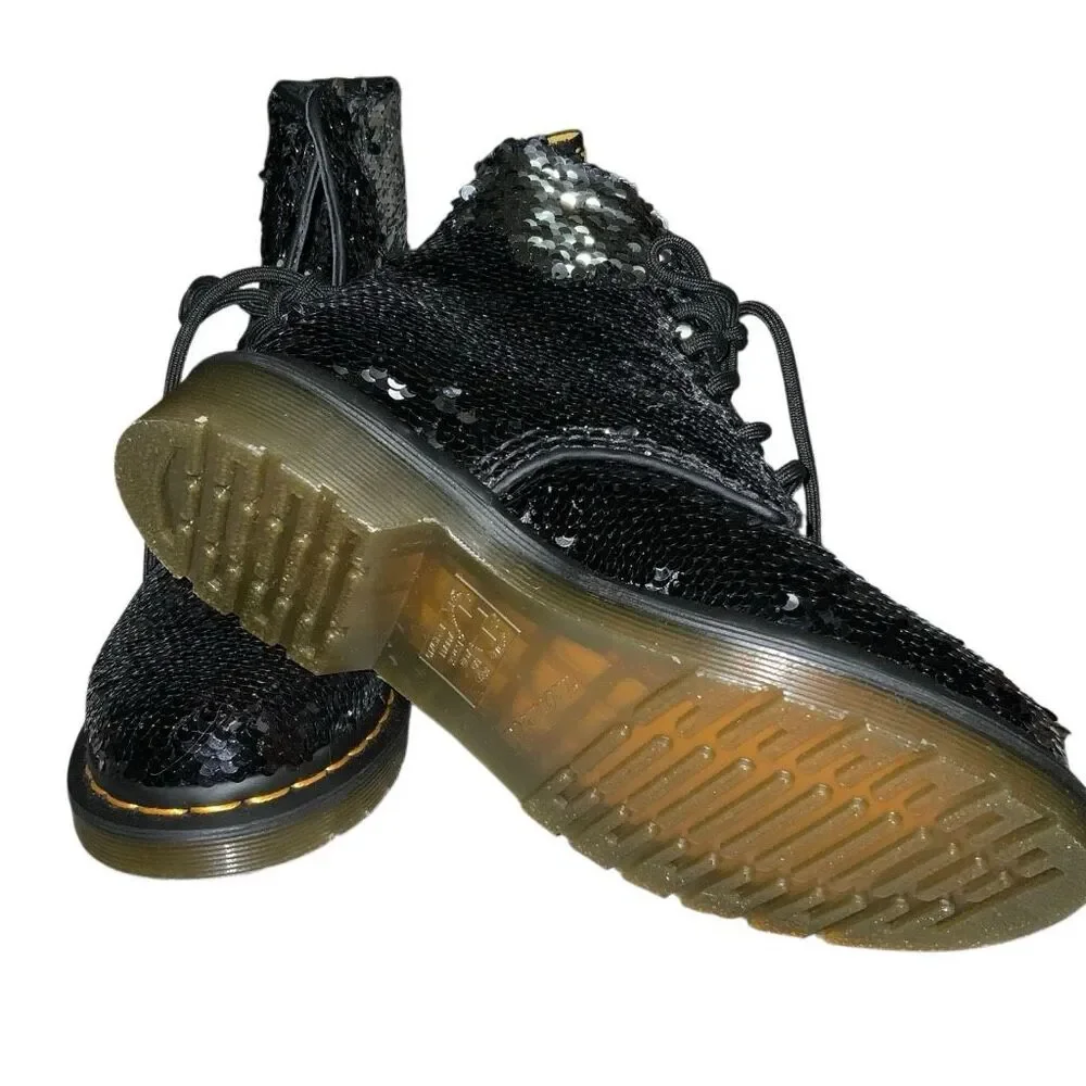 Dr Martens 1460 Pascal Reversible Sequin Black Boots kids size 5